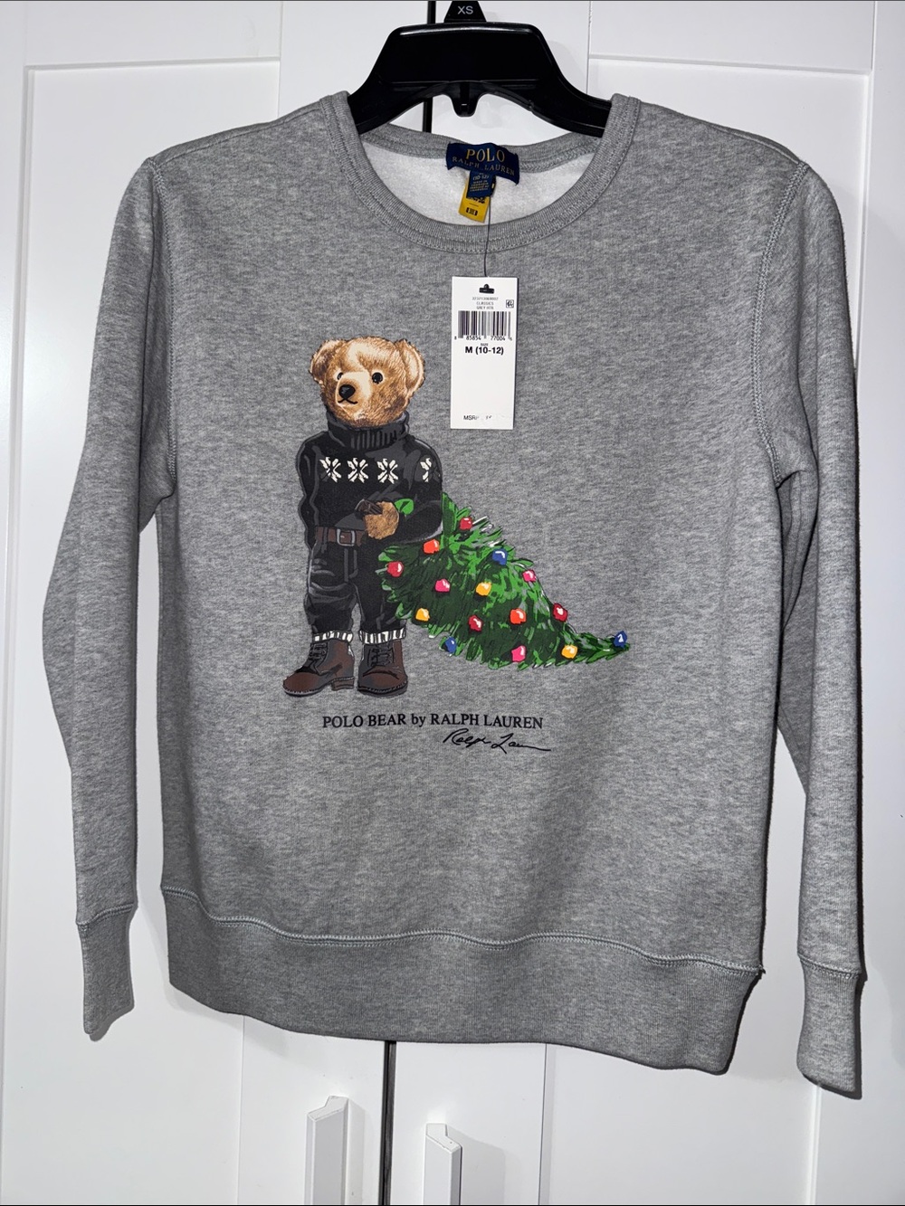 Polo by Ralph Lauren Grey Crewneck with Polo Bear and Holiday Tree Graphic